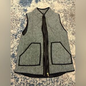 Black and White Herringbone Vest